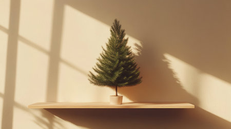 Leafy tree digital rendering on card stock held by resin hands on a shelfの素材