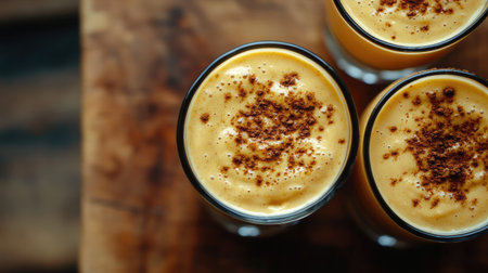 Butternut squash smoothie with creamy texture and nutmeg sprinkled on topの素材