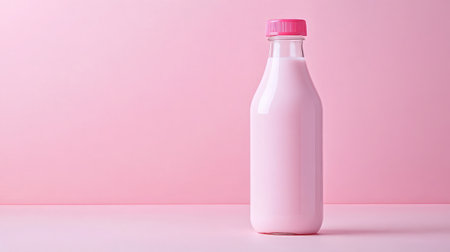 Smoothie in a frosted glass bottle with blank label and minimal product stylingの素材