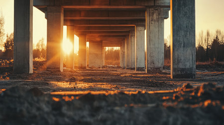Concrete columns and beams forming a solid base for future multi-story buildingの素材