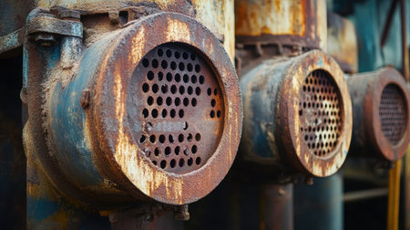 Perforated steel screens in a headworks building catching debris from wastewaterの素材