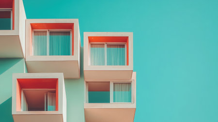 Modern housing estate with minimalist architecture and large front windowsの素材