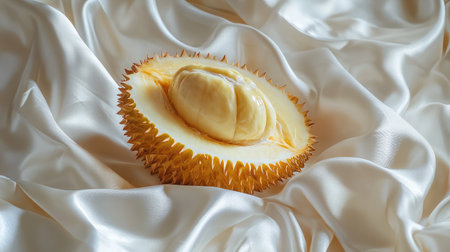 Durian on white silk cloth for luxury food concept photographyの素材