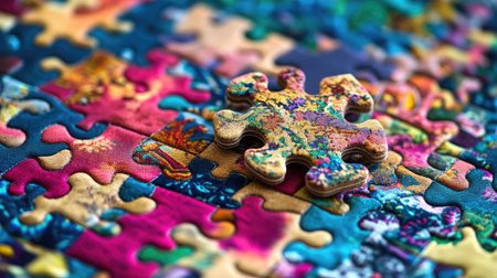 Puzzle made of fabric swatches with the final patch matching the texture and tone perfectlyの素材