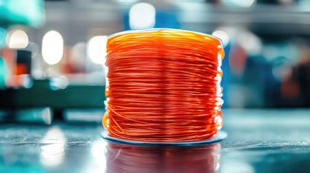 Spool of thin enameled magnet wire placed on a lab benchの素材