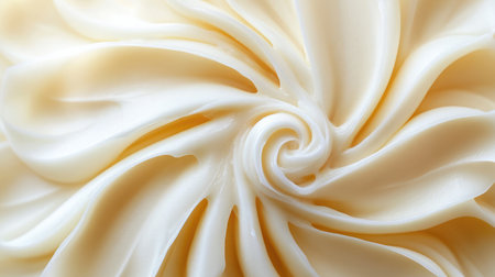 Moisturizer texture swirled into a flower shape with soft light on creamy surfaceの素材