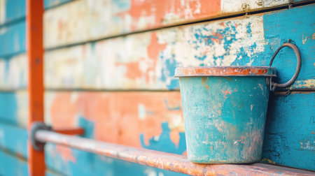 A chalk bucket placed beside the uneven bars in a competition gym.の素材