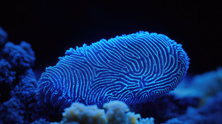 A glowing digital fingerprint scanning effect in neon blue.の素材