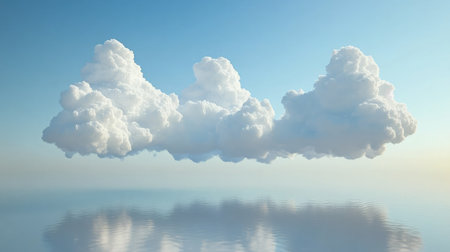 A conceptual representation of cloud computing with floating digital clouds.の素材