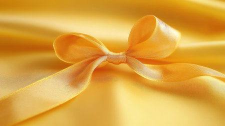 A sleek golden ribbon tied in an elegant flowing curve.の素材