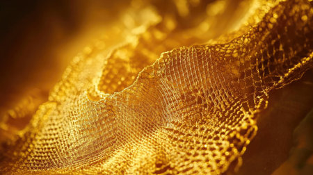 A macro shot of intricate sunflower petals glowing under golden sunlight.の素材