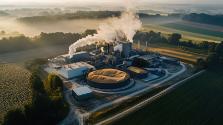 A cutting-edge bioenergy plant processing organic waste into electricity.の素材