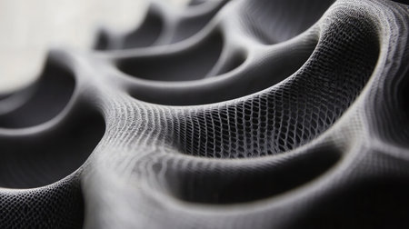 A futuristic D-printed textile pattern showcasing innovation in fabric design.の素材