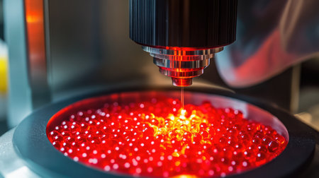 A close-up of a pharmaceutical gel capsule being formulated with precision.の素材