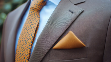 A tailored brown business suit with a polished formal look.の素材