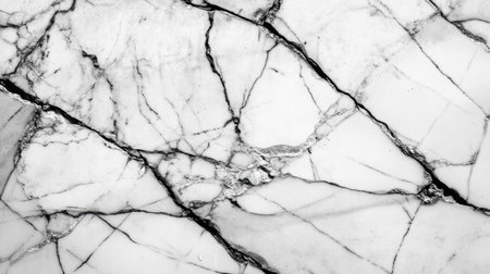 A high-resolution close-up of a cracked ceramic tile surface.の素材