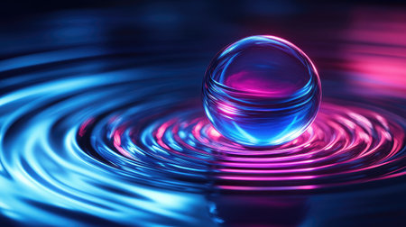 A levitating nanotechnology-powered sphere generating a magnetic energy field.の素材