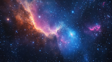 A magnificent cosmic cathedral formed by interstellar dust and light in deep space.の素材