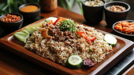 A delicious serving of Northern-style fried rice with tender vegetables and a rich, golden texture.の素材