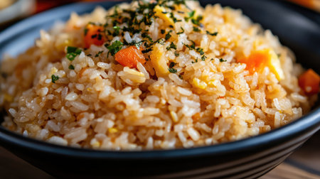 A traditional-style bowl of Northern fried rice, featuring a rich blend of flavors and fresh herbs.の素材