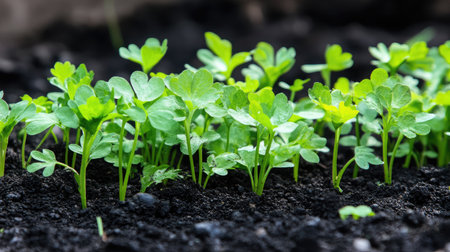 Vibrant cover crops restoring soil health by improving permeability and aeration.の素材