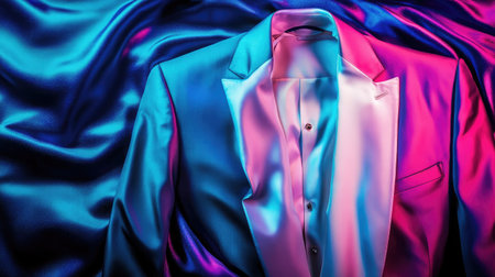 Formalwear laid out on satin backdrop with rich contrast and soft shadowsの素材