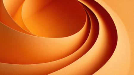 Stunning abstract image of swirling paper layers in warm orange tones, perfect for creative projects and design backgrounds, adding elegance and warmth to any visual content.の素材