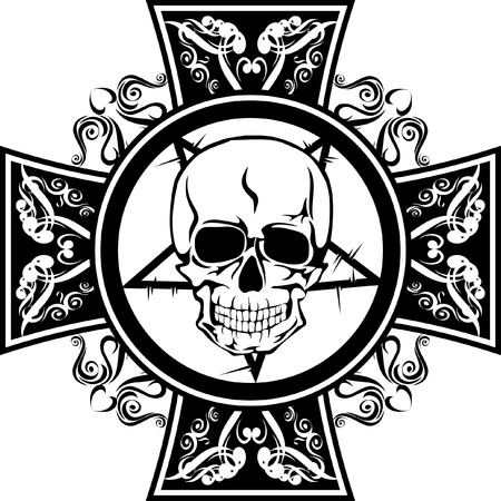 Skull with  crossのイラスト素材