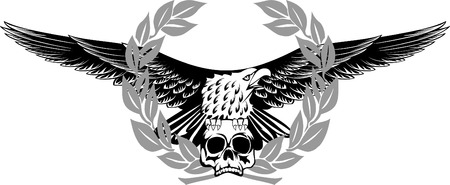 image of an eagle sitting on  skull のイラスト素材