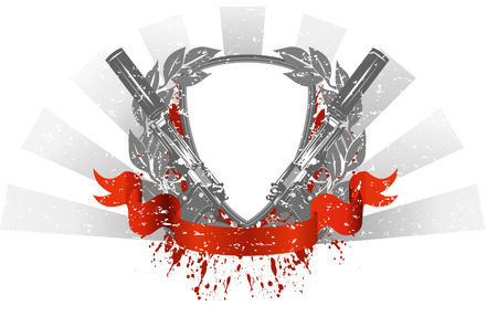 image frame with two pistols on white backgroundのイラスト素材