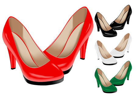 The vector image of female shoes of various coloursのイラスト素材