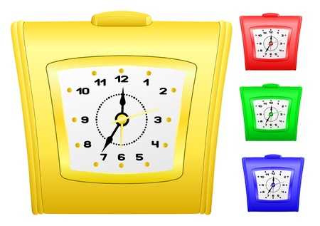 Vector image desktop alarm clock, set different coloursのイラスト素材
