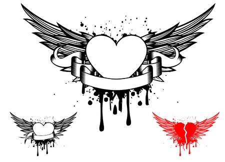 Vector illustration wings and heartのイラスト素材