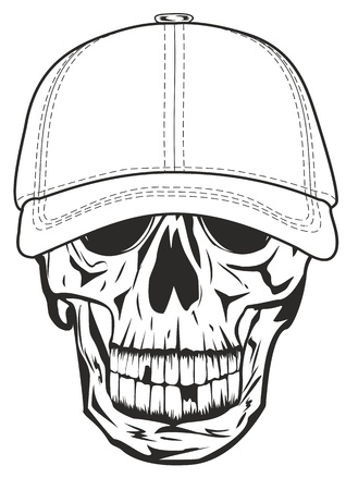 Image skull in baseball capのイラスト素材