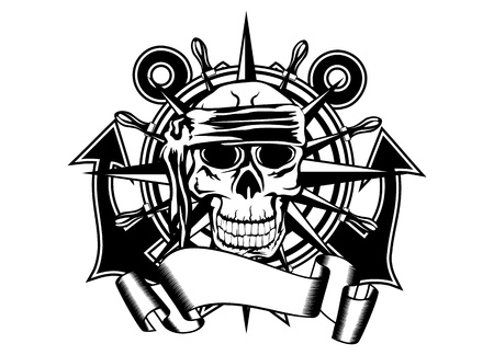 The vector image of piracy skull and steering wheelのイラスト素材