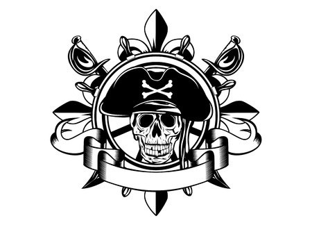 The image of piracy skull and steering wheelのイラスト素材
