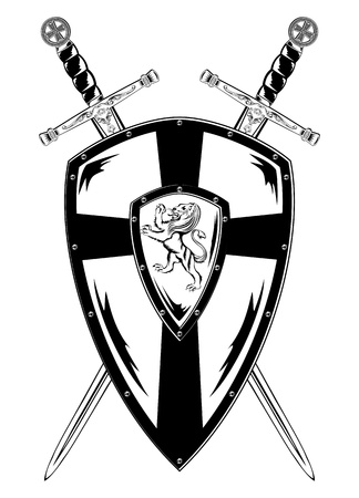 Vector illustration board and crossed swordsのイラスト素材