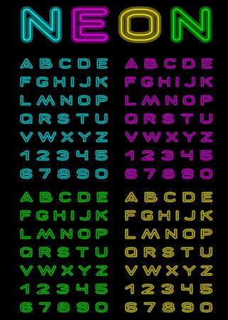 Vector letters and figures with effect neonのイラスト素材