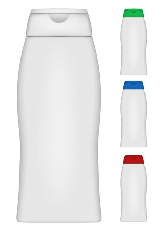 Vector illustration of  bottle of shampoo of different coloursのイラスト素材