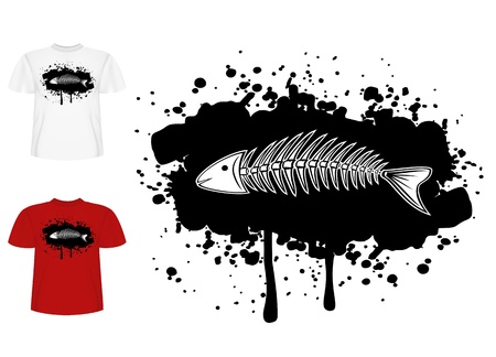 Vector image design of T-short  skeleton of fishのイラスト素材