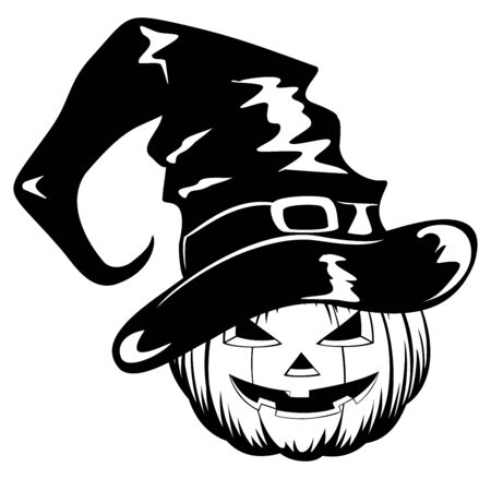  illustration pumpkin in halloween hatのイラスト素材