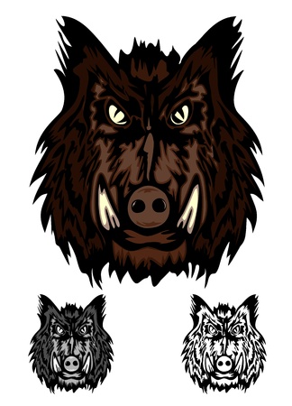 image head aggressive wild boarのイラスト素材