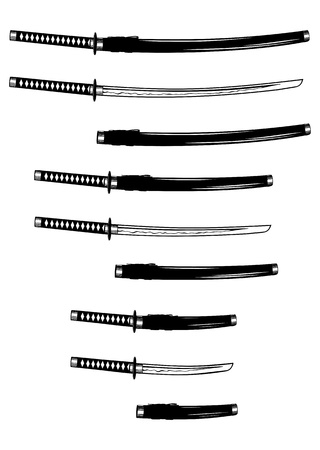 Vector illustration katana, wakizashi and tantoのイラスト素材