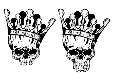 Vector illustration skulls with crownsのイラスト素材