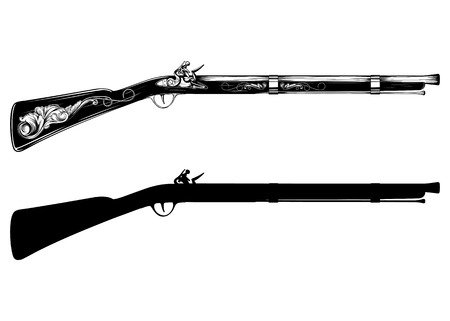 Vector illustration old flintlock rifleのイラスト素材