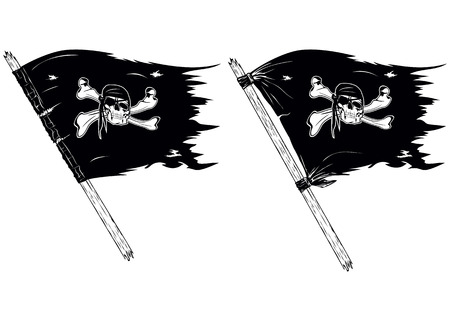 Abstract vector illustration pirate flagsのイラスト素材