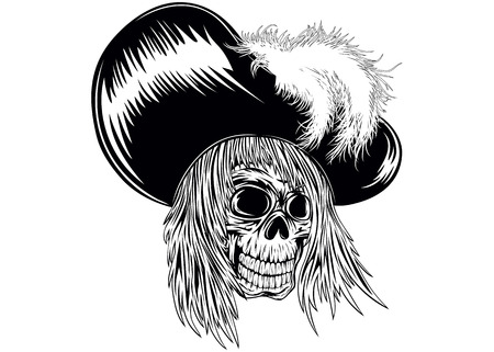 Abstract vector illustration skull in hatのイラスト素材