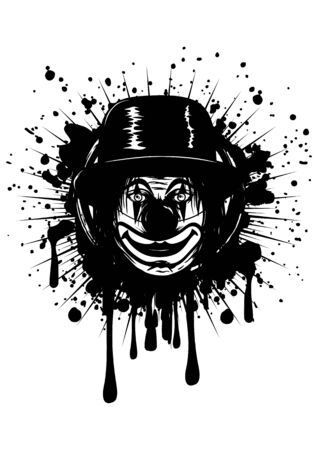 Abstract vector illustration clown in hat on grunge splashのイラスト素材