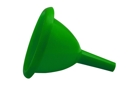 Kitchen plastic funnel isolated on whiteの写真素材
