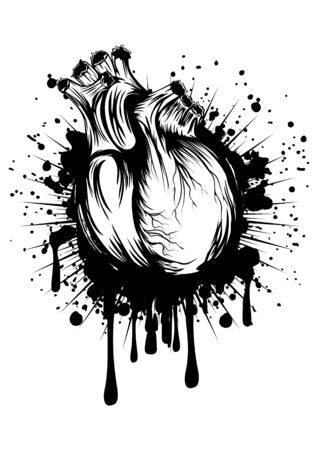 Abstract vector illustration human heart on grunge splashのイラスト素材